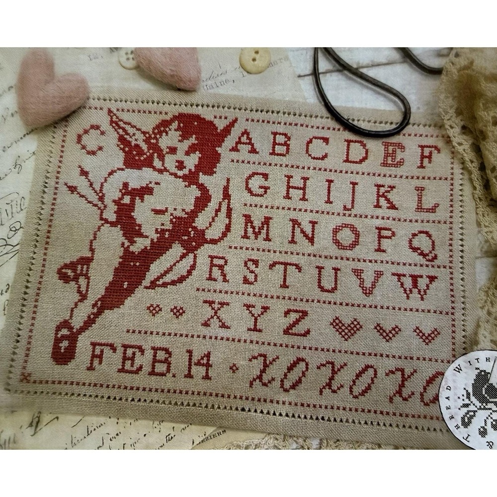With Thy Needle & Thread CUPID'S SAMPLER Cross Stitch Pattern Brenda Gervais